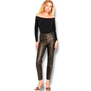 Old Navy OG Straight High-Rise Black metallic Shine tapered leg Ankle Jeans NWT